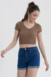 Polera Mujer Crop Sin Costura Chololate