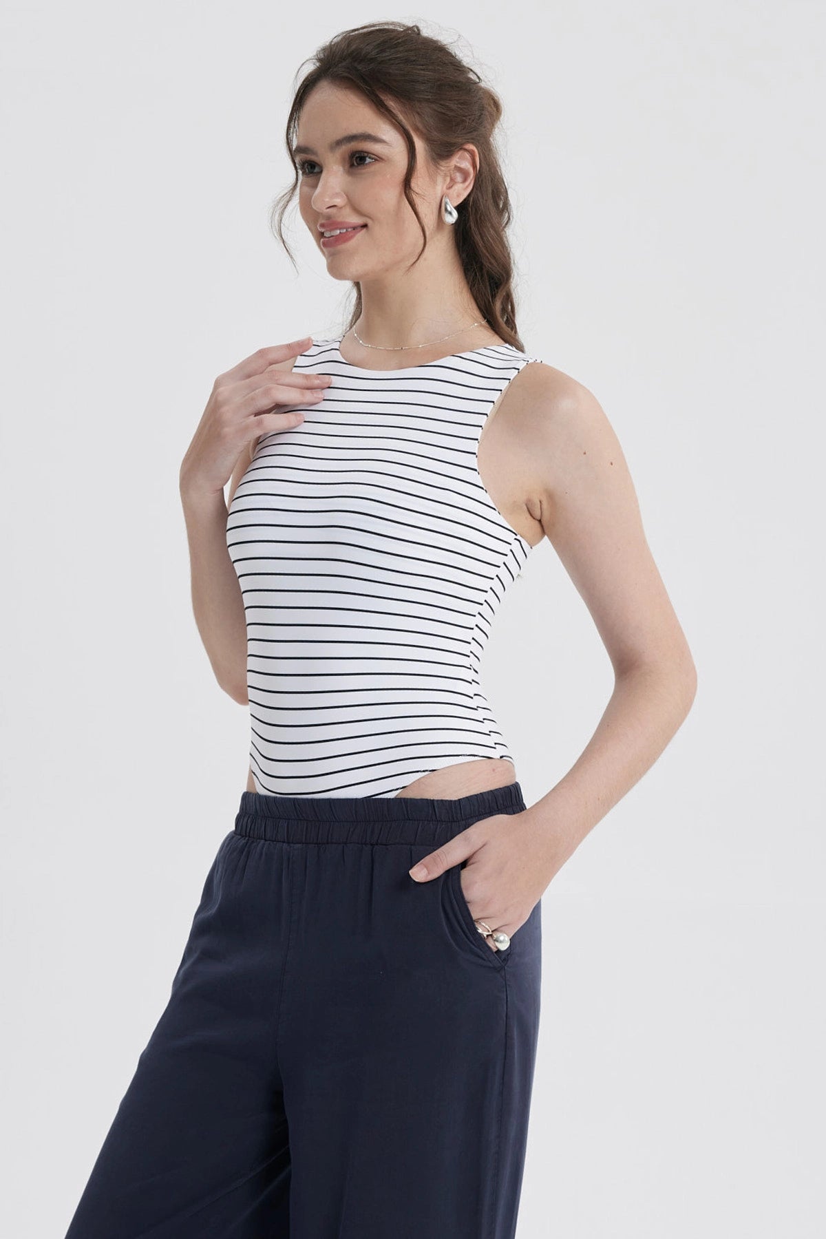 Polera Mujer Body Basic Blanco / Negro