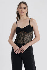 Polera Mujer Body Encaje Negro