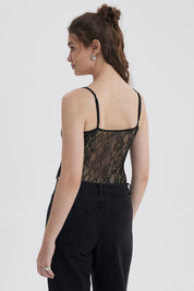 Polera Mujer Body Encaje Negro