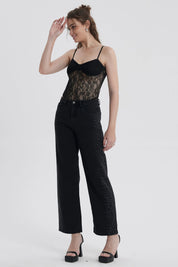 Polera Mujer Body Encaje Negro