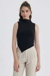 Polera Mujer Basta Asimétrica Negro