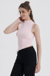 Polera Mujer Basta Asimétrica Rosa