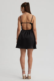 Vestido Mujer Mini Satín Negro