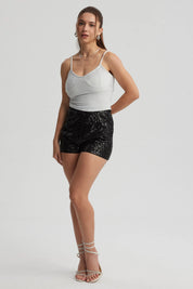 Short Mujer Lentejuelas Negro
