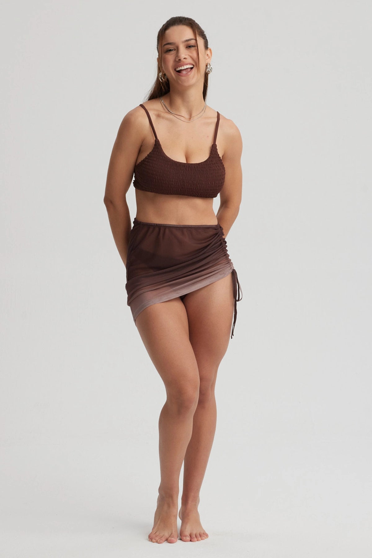 Falda Mujer Malla Cafe Oscuro