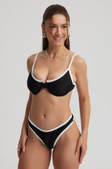 Traje de Baño Top Sostén Mujer Vivo Contraste Negro