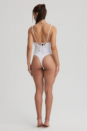 Traje de Baño Mujer Entero Escote Profundo Blanco