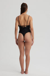 Traje de Baño Mujer Entero Escote Profundo Negro