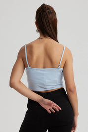 Peto Mujer Crop Rib Celeste Oscuro