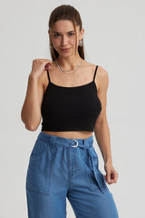 Peto Mujer Crop Rib Negro