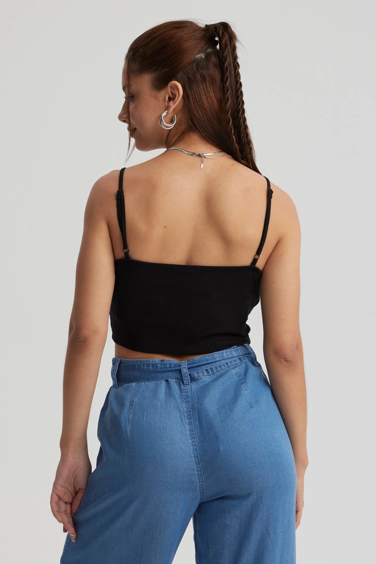 Peto Mujer Crop Rib Negro