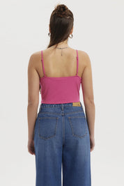 Peto Mujer Crop Rib Rosado