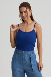 Peto Mujer Encaje Crop Azul