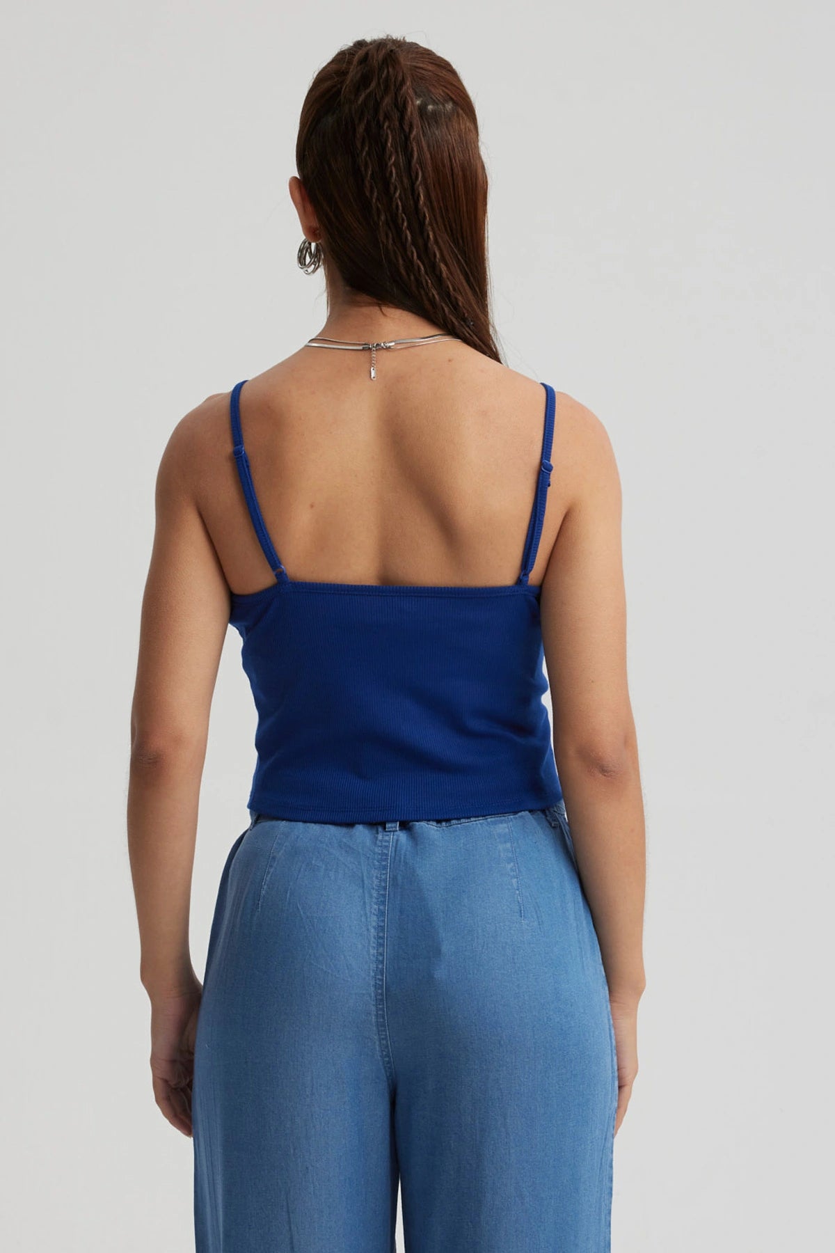 Peto Mujer Encaje Crop Azul