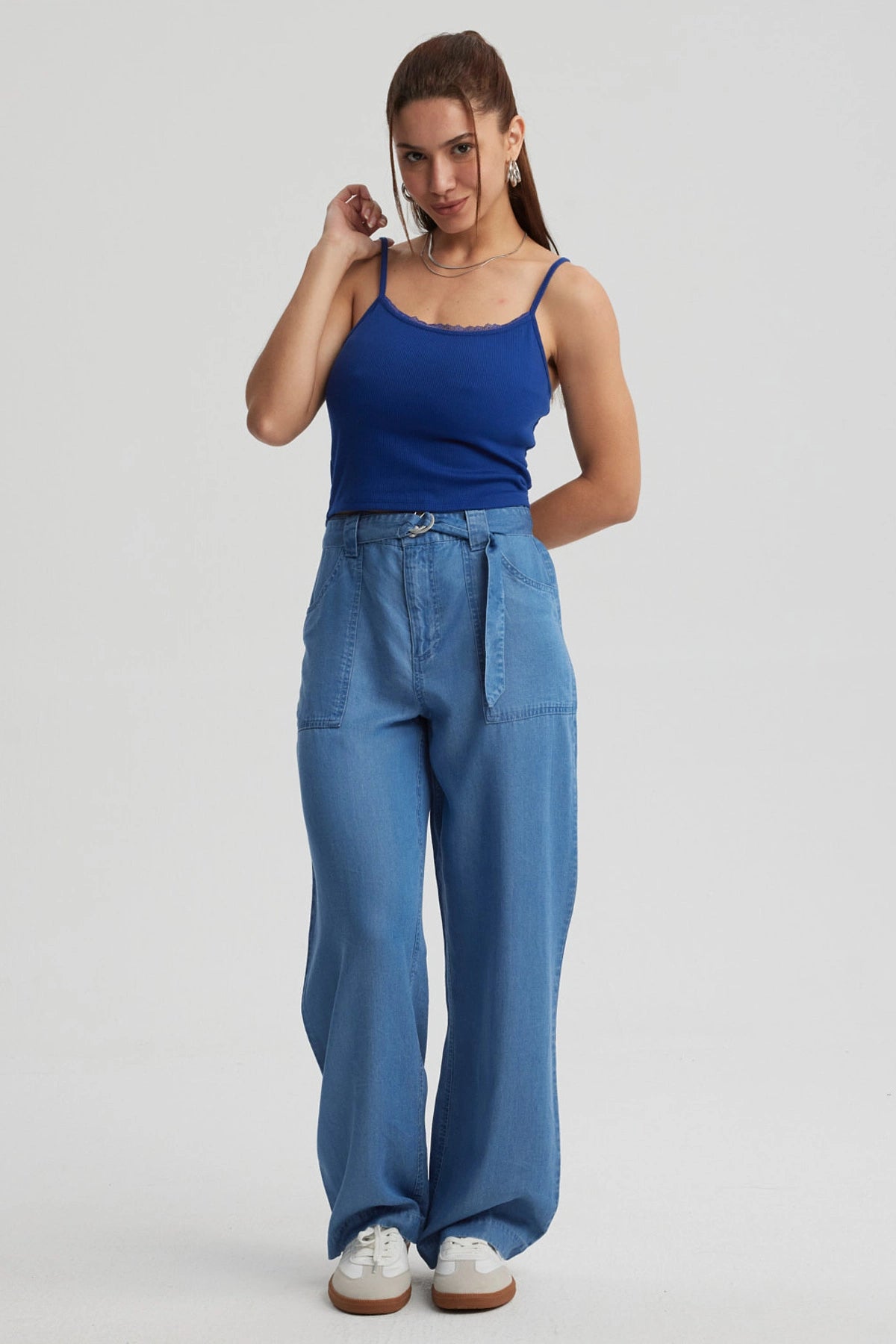 Peto Mujer Encaje Crop Azul