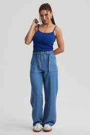 Peto Mujer Encaje Crop Azul