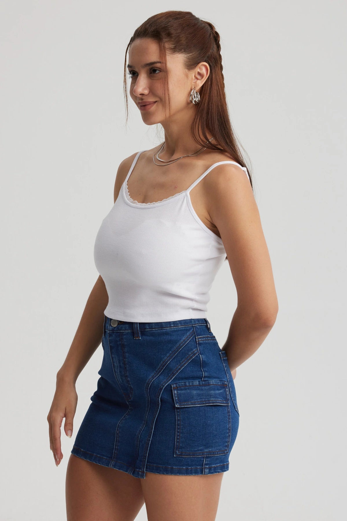 Peto Mujer Encaje Crop Blanco