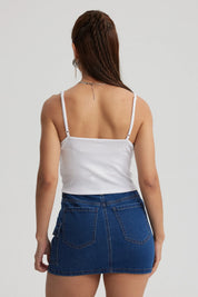Peto Mujer Encaje Crop Blanco