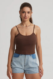 Peto Mujer Encaje Crop Amarillo