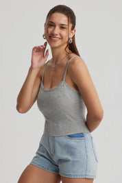 Peto Mujer Encaje Crop Gris Melange