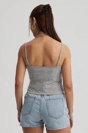 Peto Mujer Encaje Crop Gris Melange