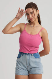 Peto Mujer Encaje Crop Rosado