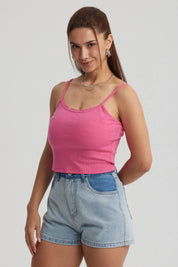 Peto Mujer Encaje Crop Rosado