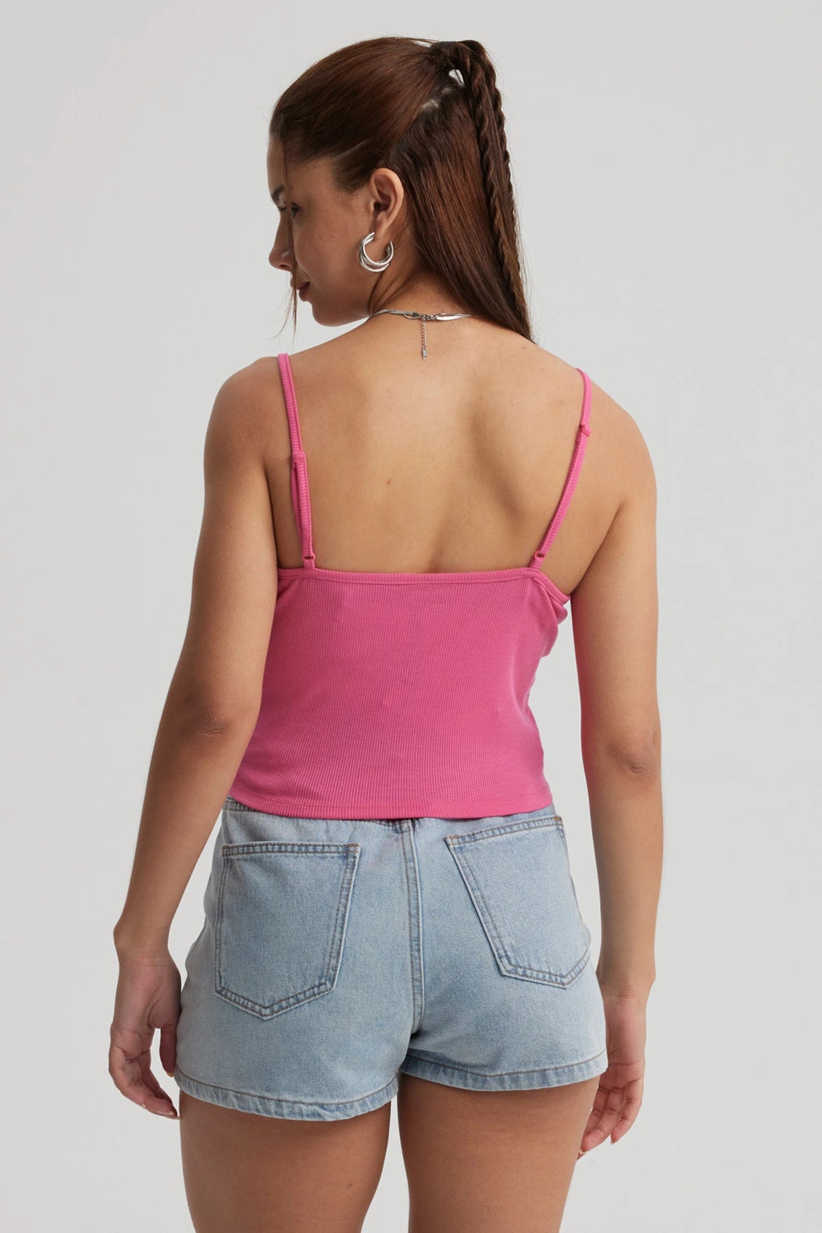 Peto Mujer Encaje Crop Rosado