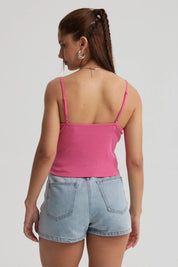 Peto Mujer Encaje Crop Rosado