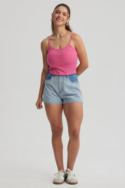 Peto Mujer Encaje Crop Rosado