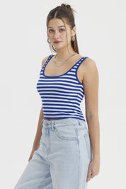 Polera Mujer Escote Cuadrado Azul