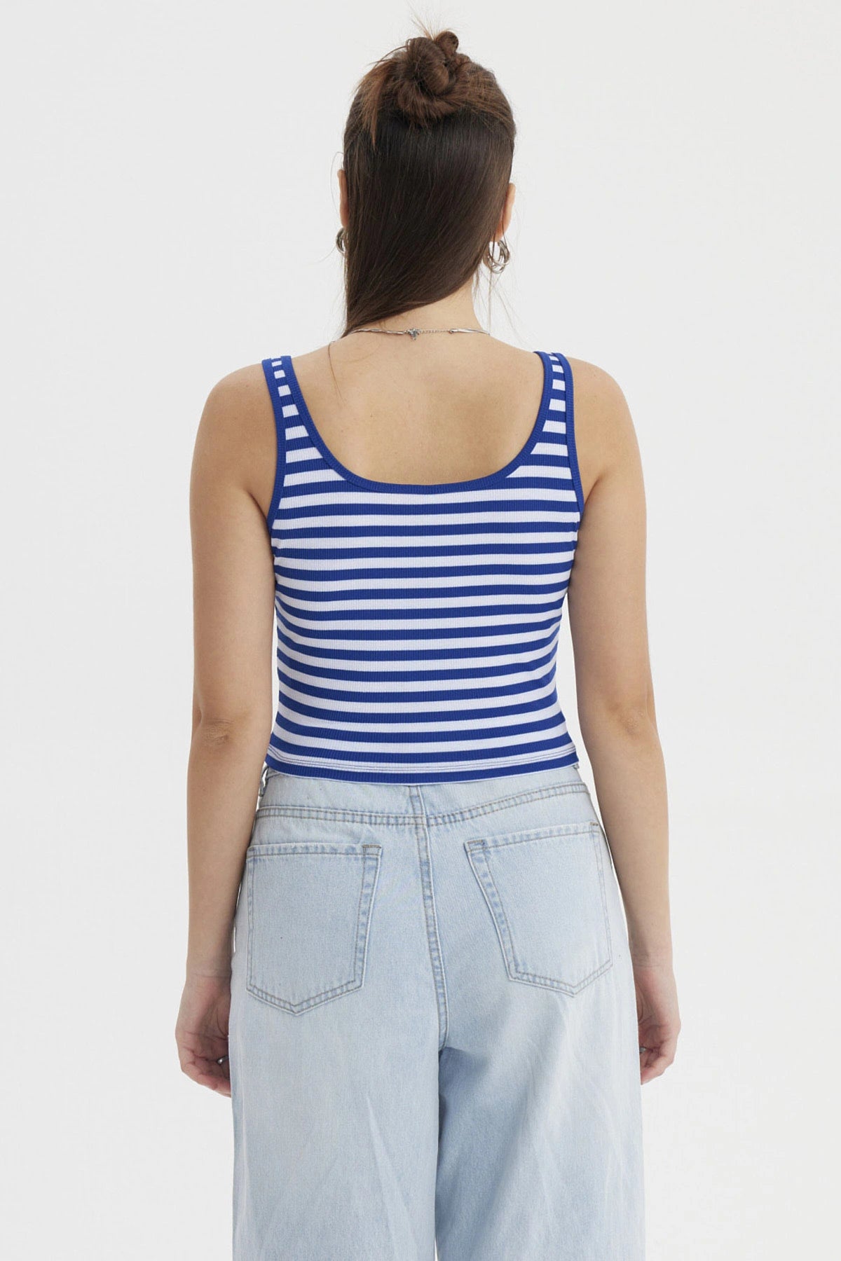 Polera Mujer Escote Cuadrado Azul