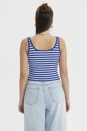 Polera Mujer Escote Cuadrado Azul