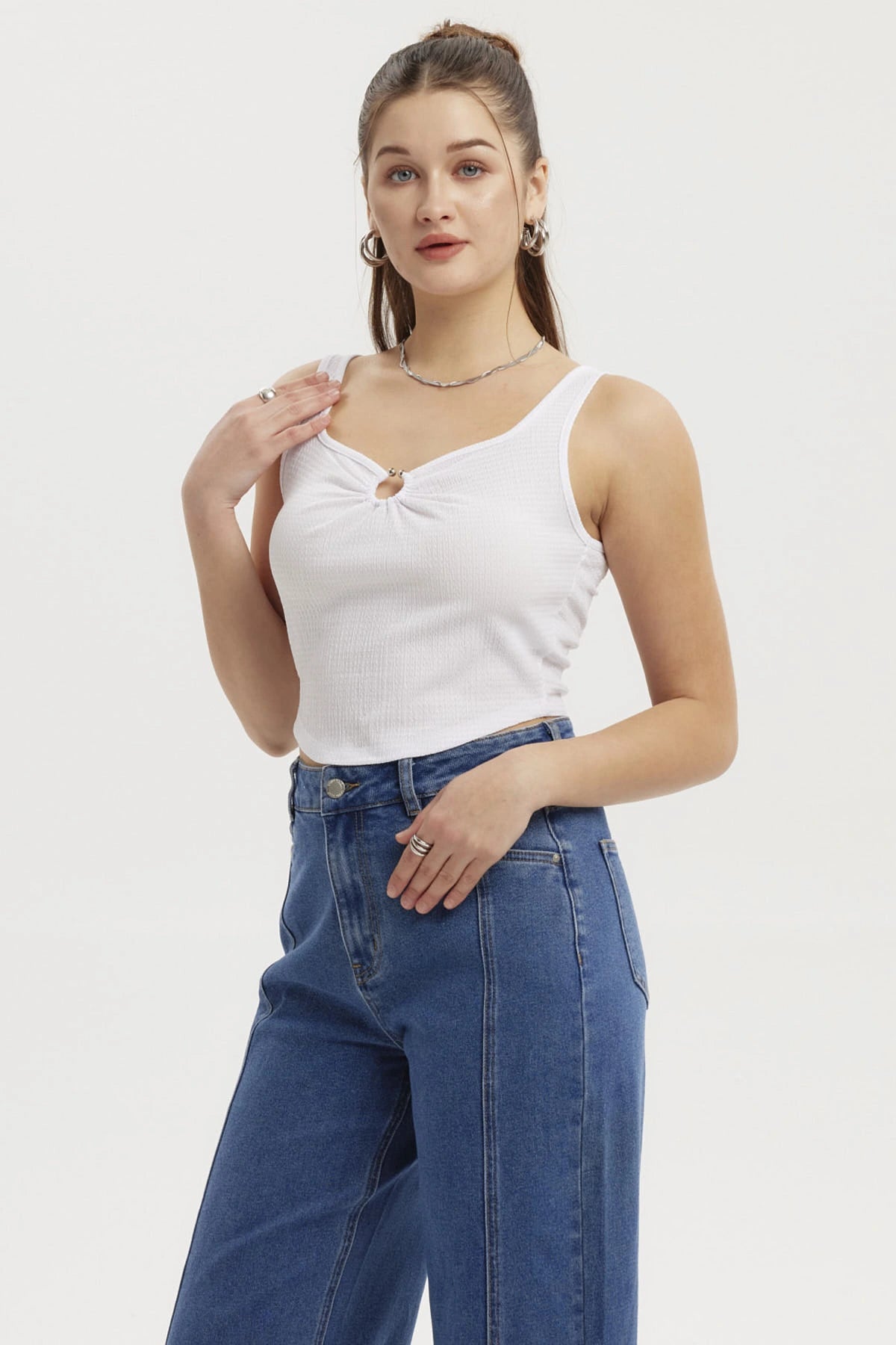Polera Mujer Argolla Blanco