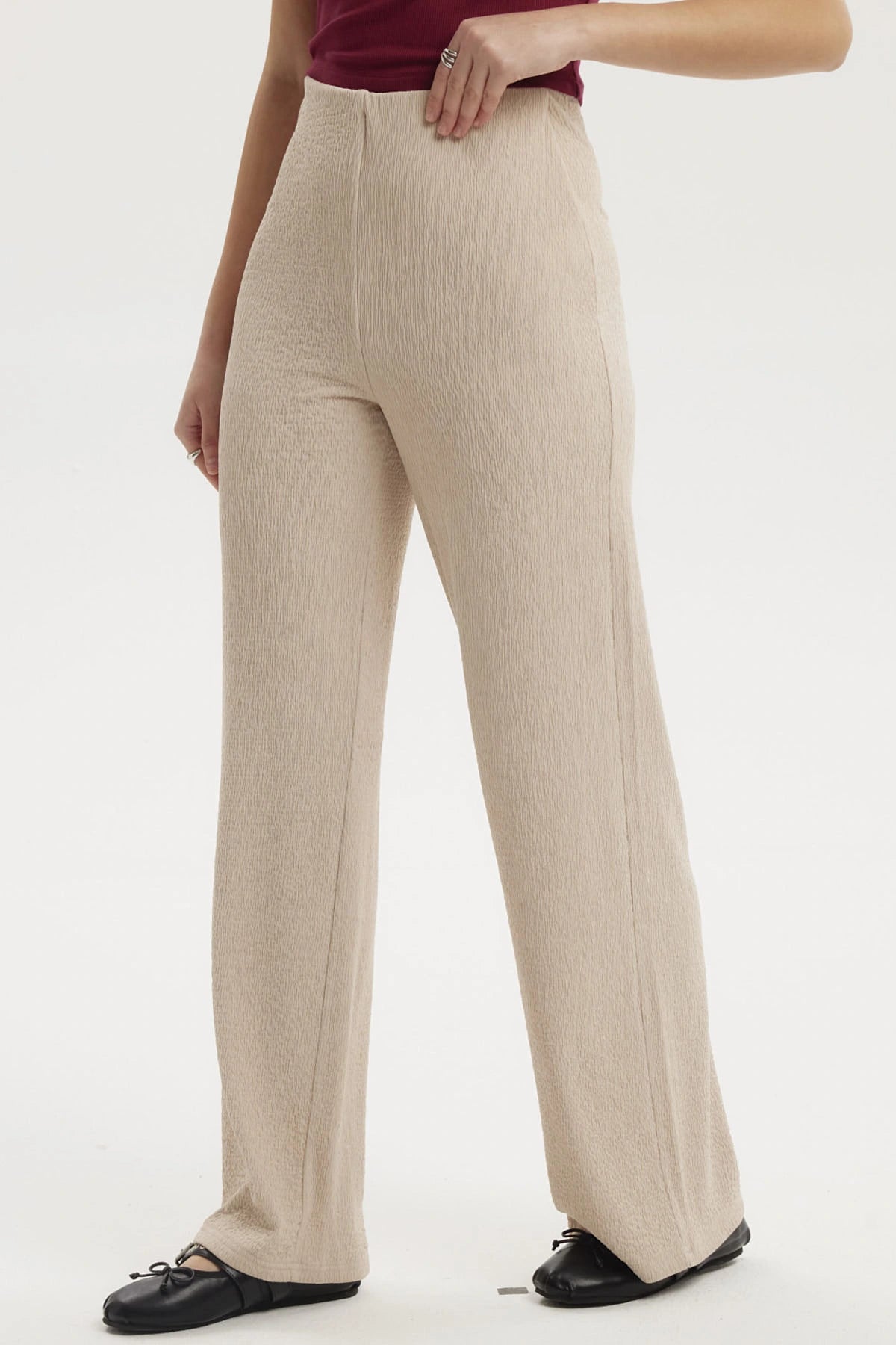 Pantalón Mujer Textura Beige