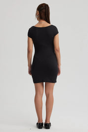 Vestido Mujer Escote Cuadrado Negro