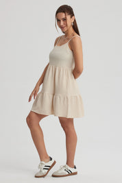 Vestido Mujer Textura Beige Claro