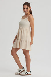 Vestido Mujer Textura Beige Claro
