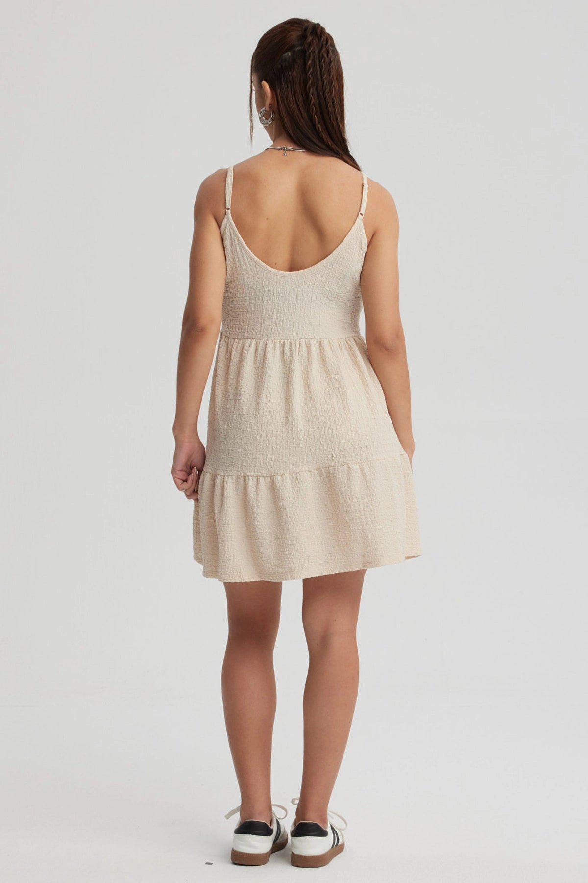 Vestido Mujer Textura Beige Claro