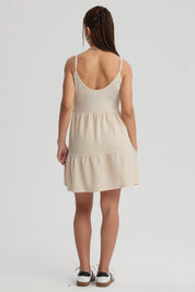 Vestido Mujer Textura Beige Claro