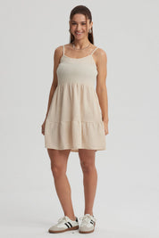Vestido Mujer Textura Beige Claro