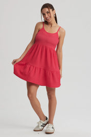 Vestido Mujer Textura Fucsia