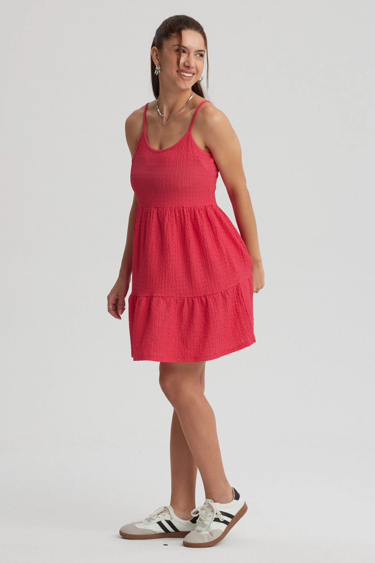Vestido Mujer Textura Fucsia