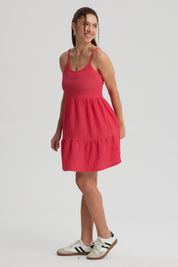 Vestido Mujer Textura Fucsia