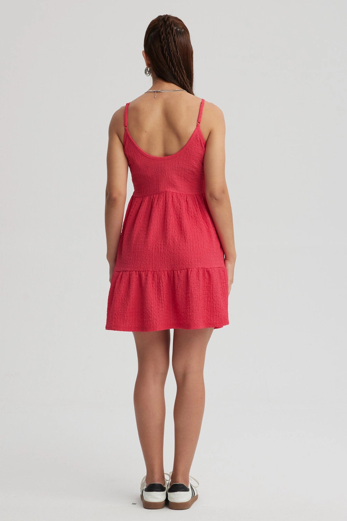 Vestido Mujer Textura Fucsia