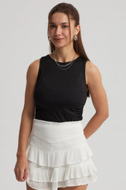 Polera Mujer Recogido Costado Negro