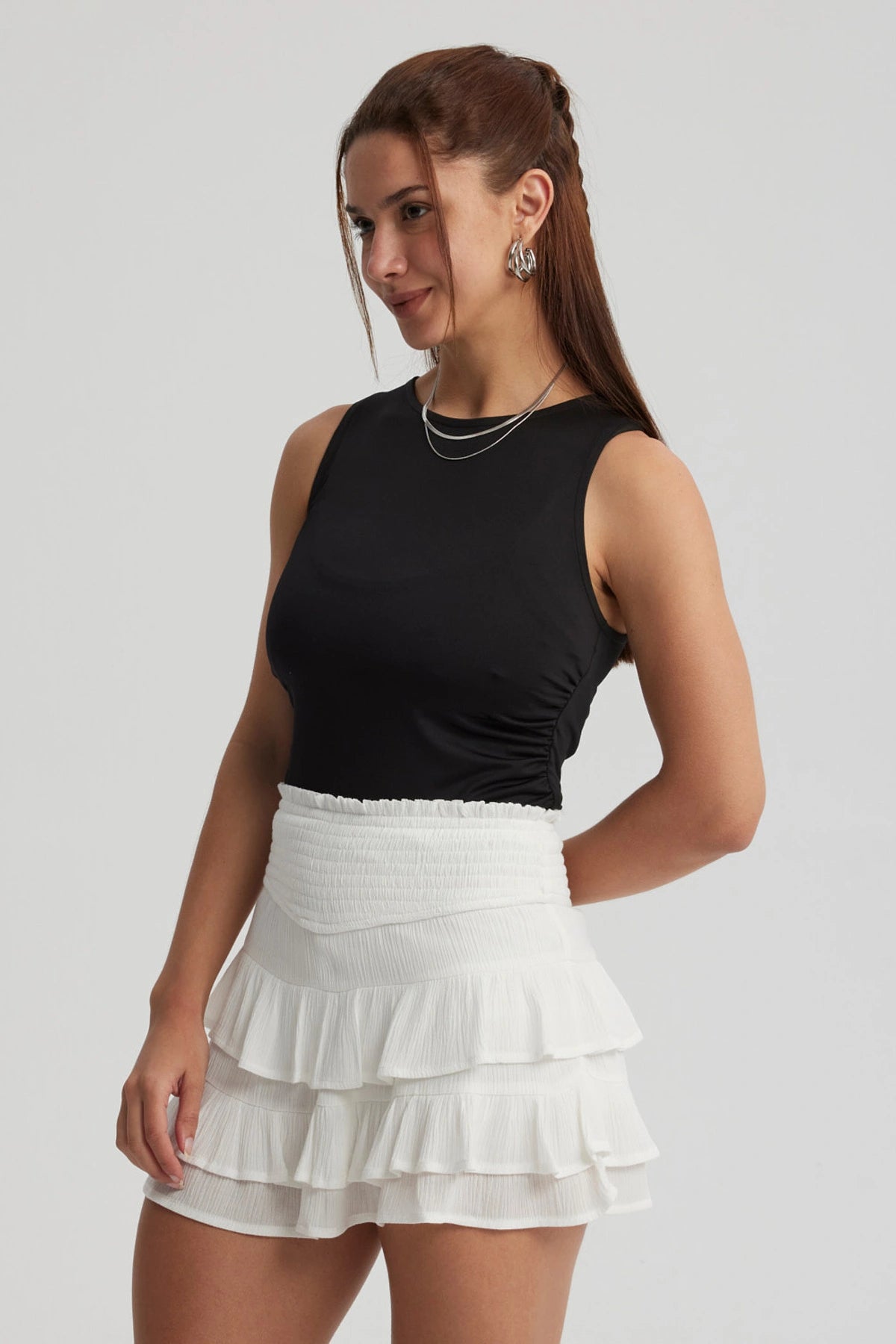 Polera Mujer Recogido Costado Negro