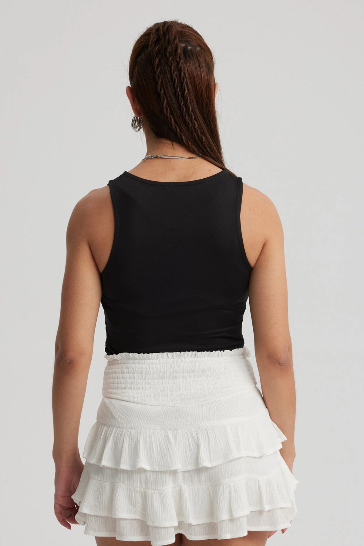 Polera Mujer Recogido Costado Negro