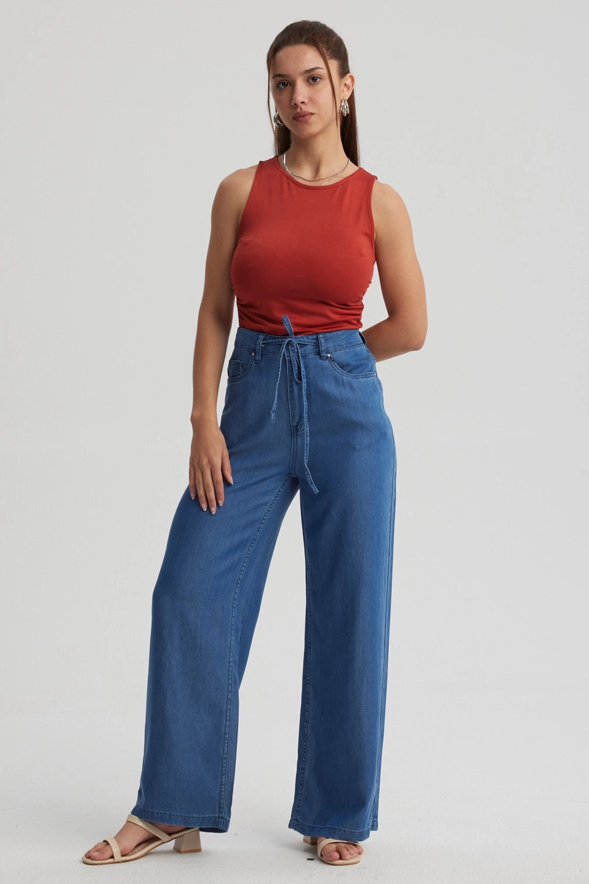 Polera Mujer Recogido Costado Terracota